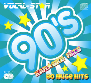Vocal-star 90s karaoke Disc Set, 4 CDG Discs. 80 Lieder