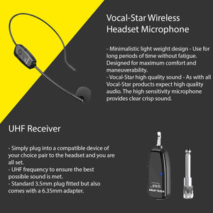 VOCAL-STAR UHF-KABELLOSES MIKROFON-HEADSET